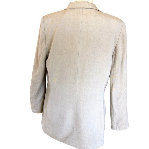 Le Suit Blazer Oatmeal Khaki Size 12 Safari Pockets - Picture 3 of 9